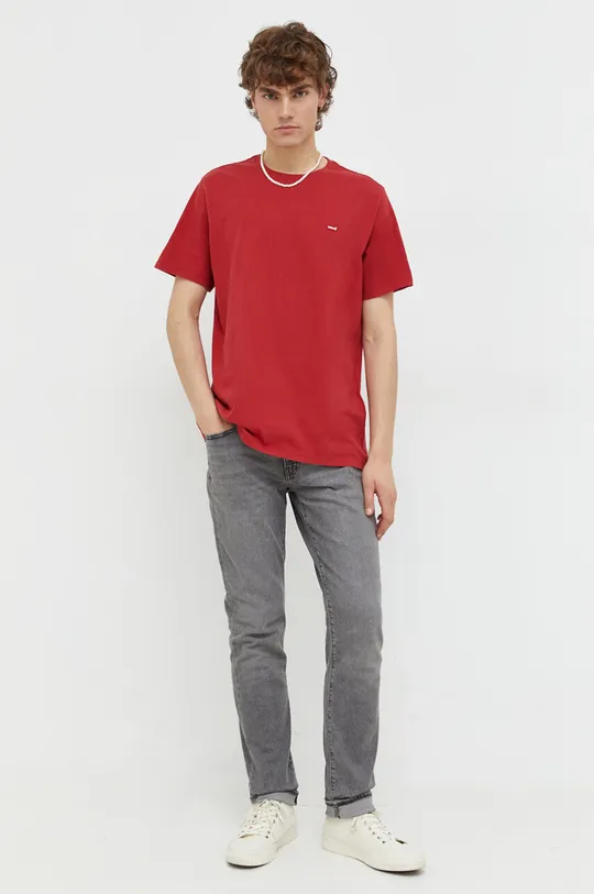 Bavlnené tričko Levi's červená