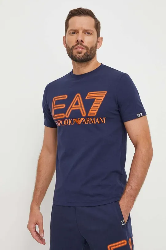 granatowy EA7 Emporio Armani t-shirt Męski