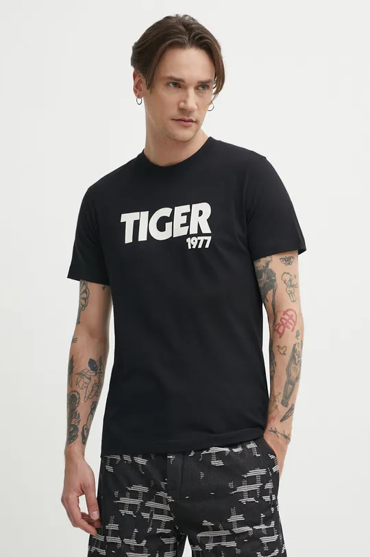 чорний Бавовняна футболка Tiger Of Sweden Dillan Чоловічий
