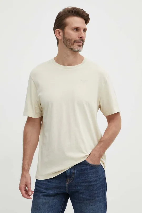 beżowy Pepe Jeans t-shirt bawełniany Jacko Męski