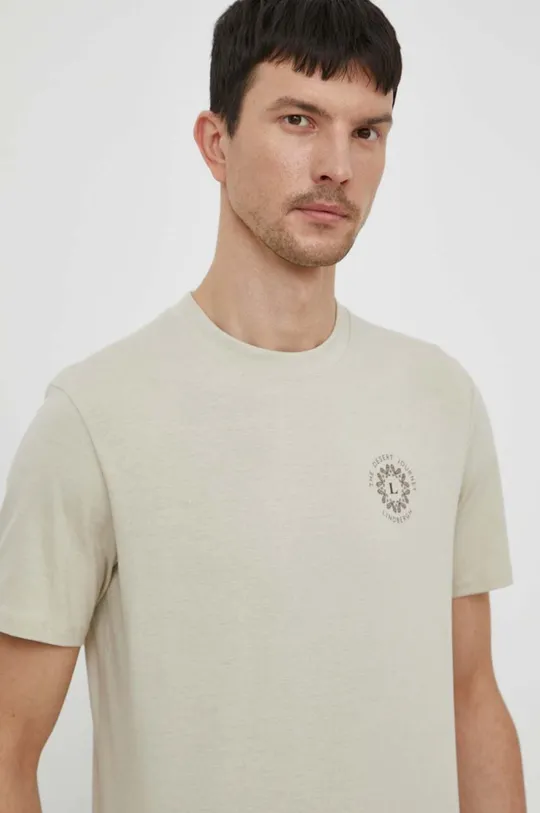 beżowy Lindbergh t-shirt bawełniany