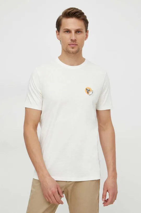 béžová Bavlnené tričko Lindbergh Pánsky