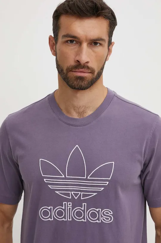 фиолетовой Хлопковая футболка adidas Originals Trefoil Tee
