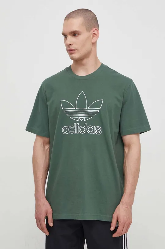 zielony adidas Originals t-shirt bawełniany Trefoil Tee