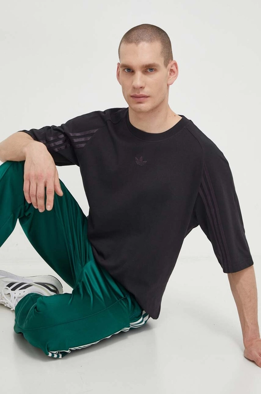 μαύρο Βαμβακερό μπλουζάκι adidas Originals Fashion Raglan Cutline Ανδρικά