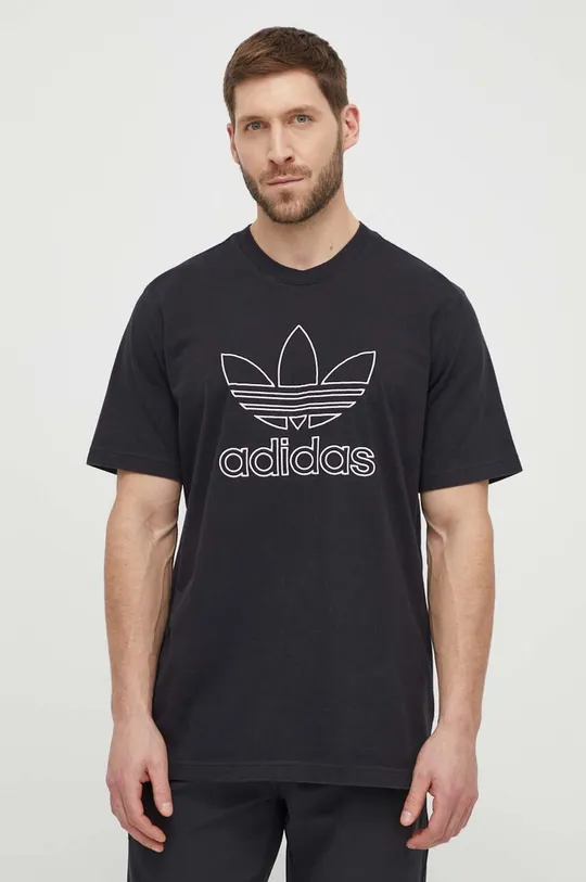чёрный Хлопковая футболка adidas Originals Trefoil Tee Мужской