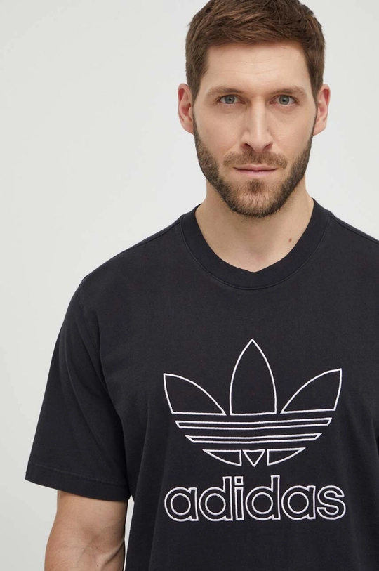 μαύρο Βαμβακερό μπλουζάκι adidas Originals Trefoil Tee