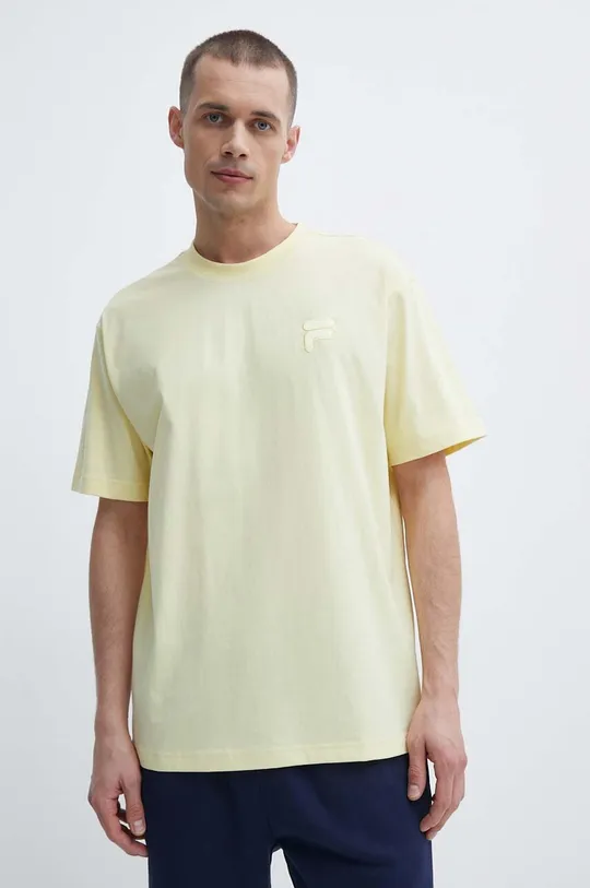 žltá Bavlnené tričko Fila Loum Pánsky