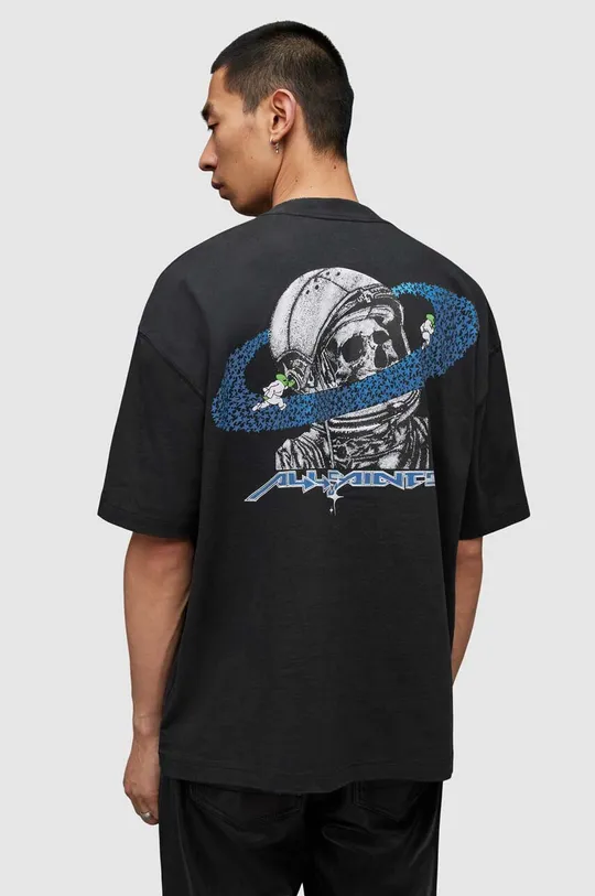 μαύρο Βαμβακερό μπλουζάκι AllSaints Saturnalien Ανδρικά