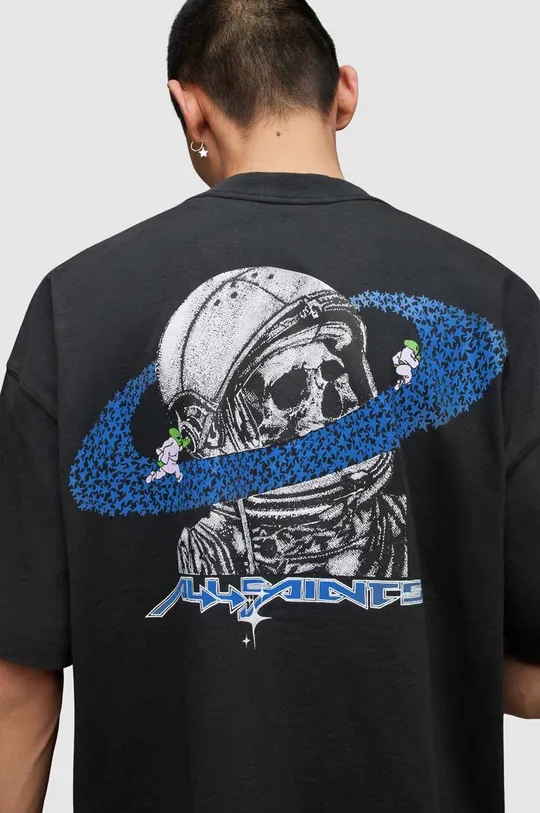 Βαμβακερό μπλουζάκι AllSaints Saturnalien μαύρο