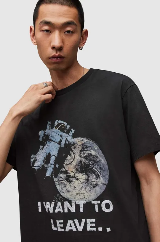Βαμβακερό μπλουζάκι AllSaints Transcend μαύρο
