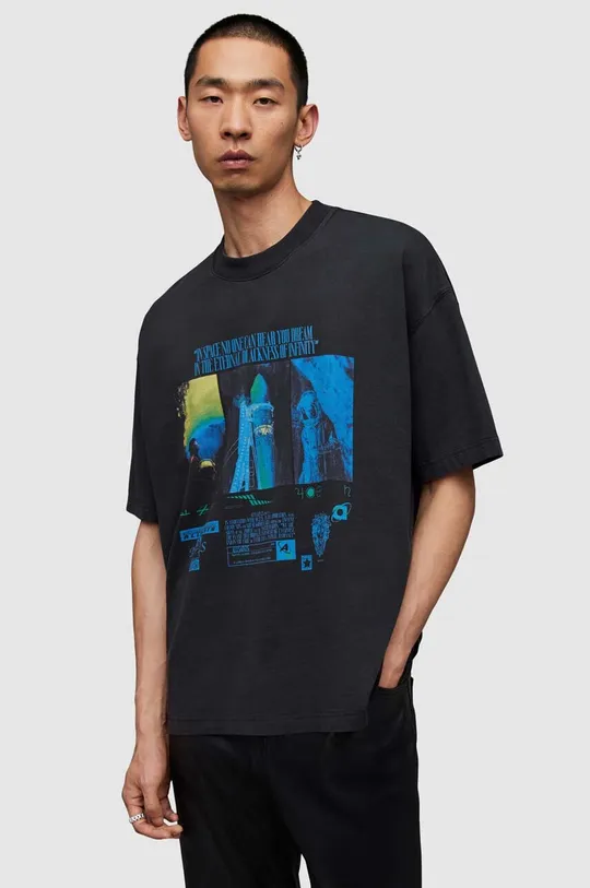 črna Bombažna kratka majica AllSaints Radiance Moški
