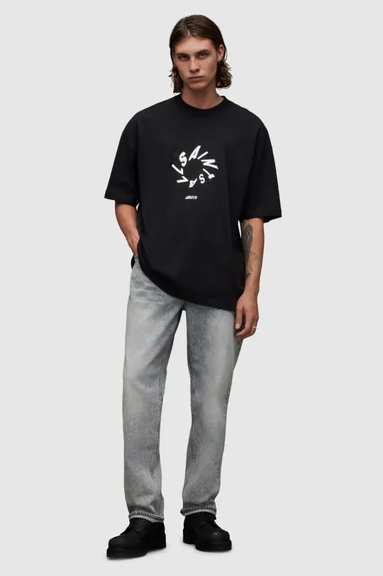 μαύρο Βαμβακερό μπλουζάκι AllSaints Halo