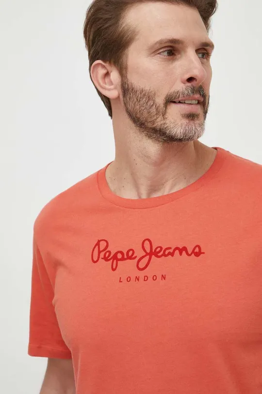 πορτοκαλί Βαμβακερό μπλουζάκι Pepe Jeans Eggo EGGO N Ανδρικά