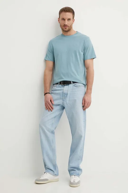 Бавовняна футболка Pepe Jeans Connor блакитний