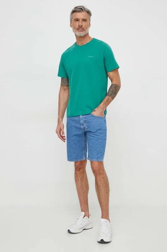 Βαμβακερό μπλουζάκι Pepe Jeans Connor πράσινο