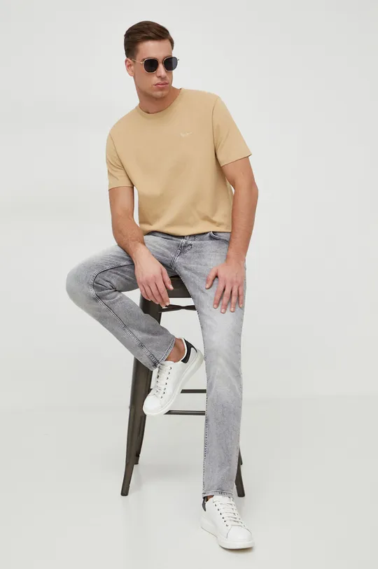 Bavlnené tričko Pepe Jeans Connor béžová