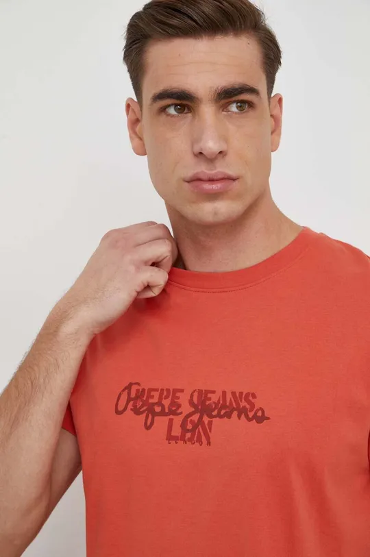 pomarańczowy Pepe Jeans t-shirt bawełniany Chris