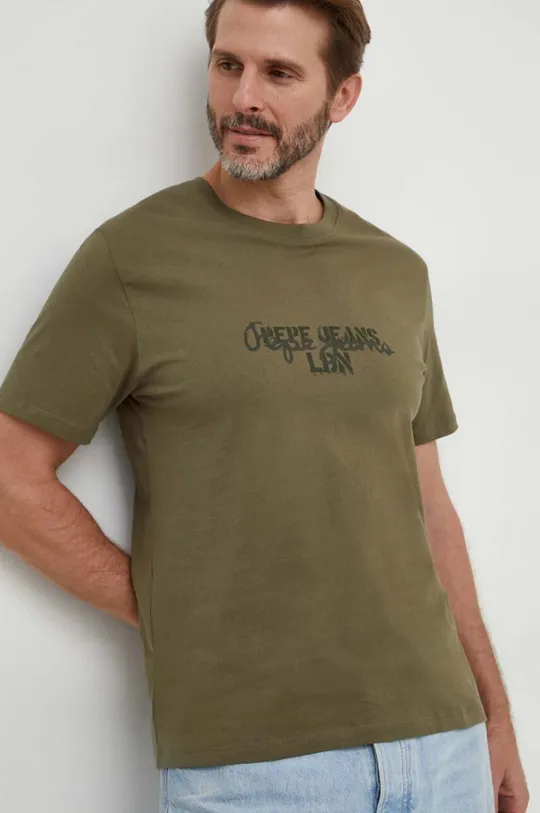 πράσινο Βαμβακερό μπλουζάκι Pepe Jeans Chris Ανδρικά