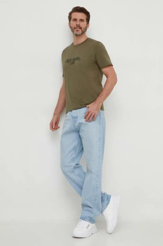Bavlnené tričko Pepe Jeans Chris zelená