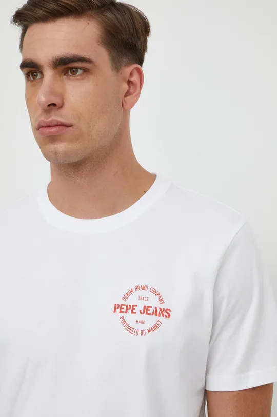λευκό Βαμβακερό μπλουζάκι Pepe Jeans CRAIG