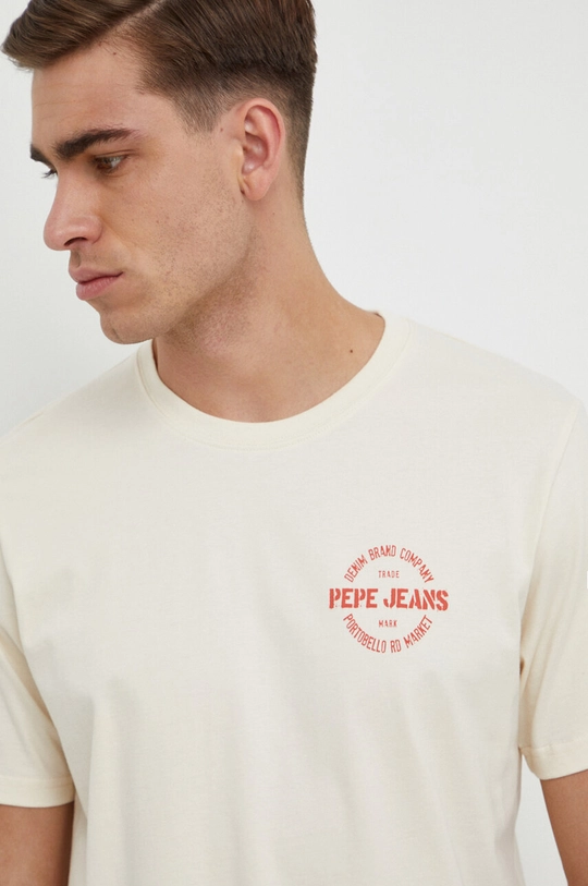 μπεζ Βαμβακερό μπλουζάκι Pepe Jeans