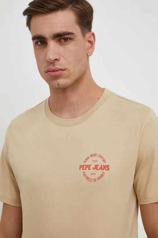 μπεζ Βαμβακερό μπλουζάκι Pepe Jeans CRAIG