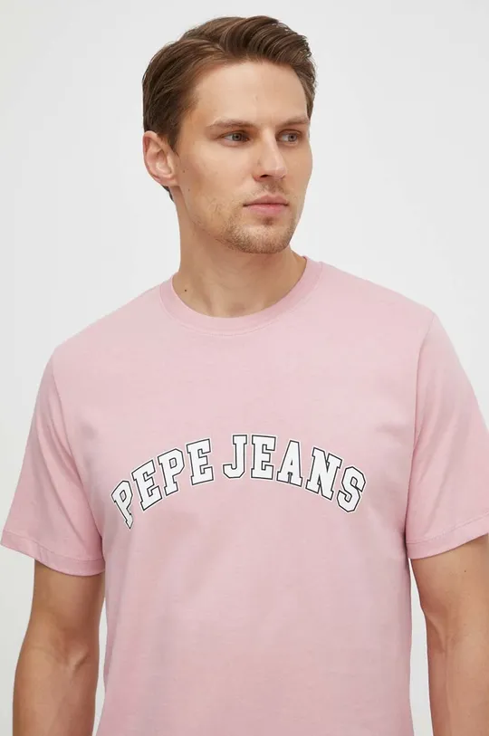 ροζ Βαμβακερό μπλουζάκι Pepe Jeans CLEMENT