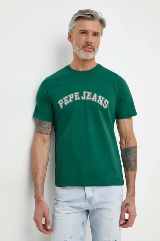 πράσινο Βαμβακερό μπλουζάκι Pepe Jeans CLEMENT Ανδρικά