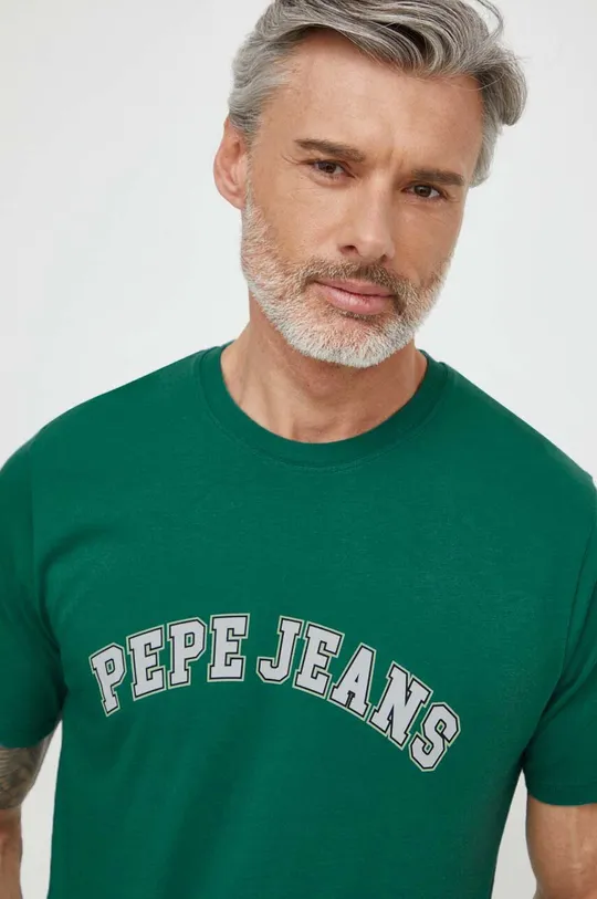 πράσινο Βαμβακερό μπλουζάκι Pepe Jeans CLEMENT