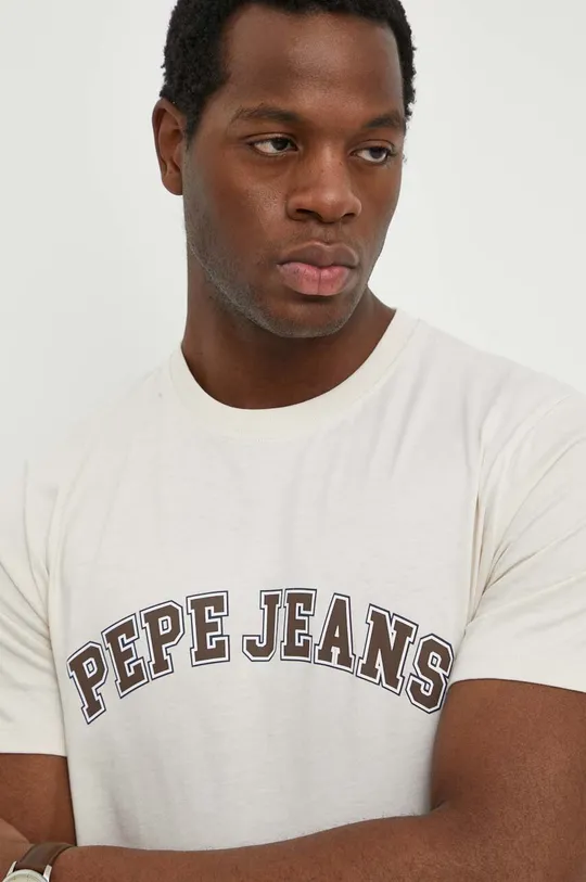 beżowy Pepe Jeans t-shirt bawełniany