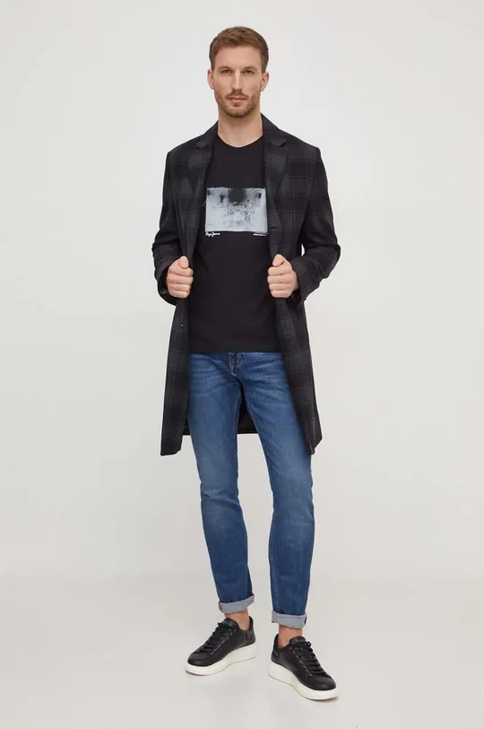 Βαμβακερό μπλουζάκι Pepe Jeans Clark μαύρο