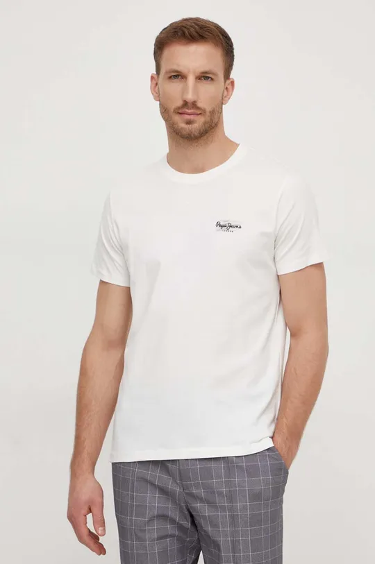 beżowy Pepe Jeans t-shirt bawełniany CHASE Męski