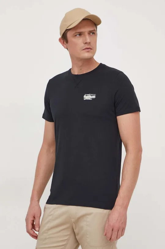 μαύρο Βαμβακερό μπλουζάκι Pepe Jeans CHASE Ανδρικά
