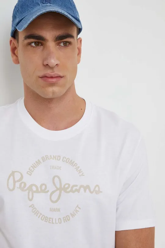 λευκό Βαμβακερό μπλουζάκι Pepe Jeans Craigton