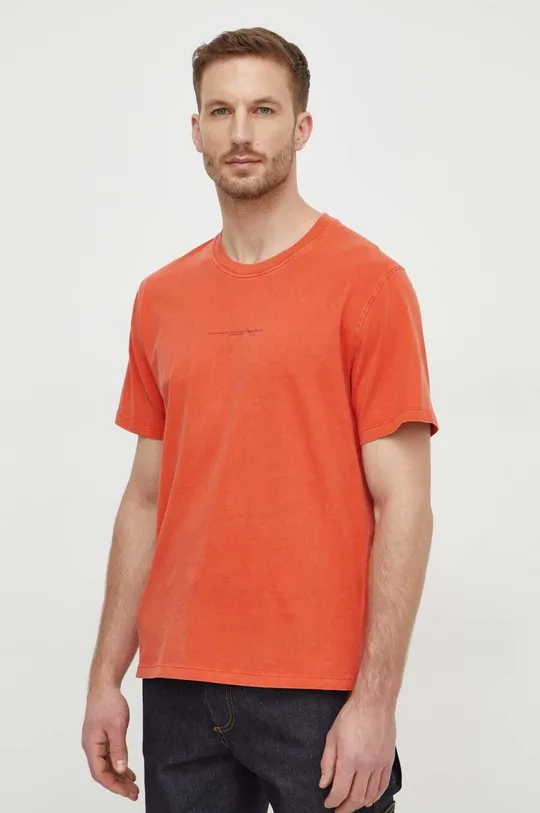 πορτοκαλί Βαμβακερό μπλουζάκι Pepe Jeans Dave Tee