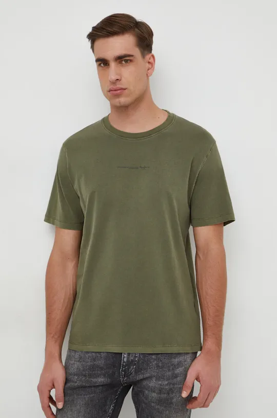 πράσινο Βαμβακερό μπλουζάκι Pepe Jeans Dave Tee Ανδρικά