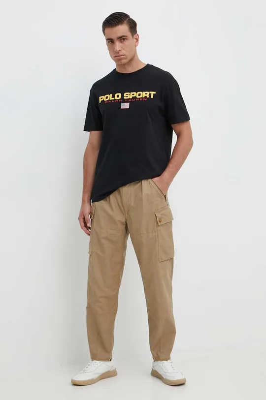 Bombažna kratka majica Polo Ralph Lauren črna