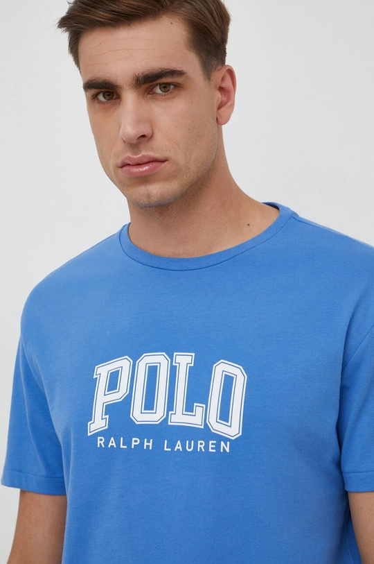 голубой Хлопковая футболка Polo Ralph Lauren Мужской