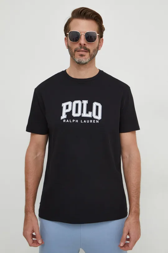 čierna Bavlnené tričko Polo Ralph Lauren Pánsky