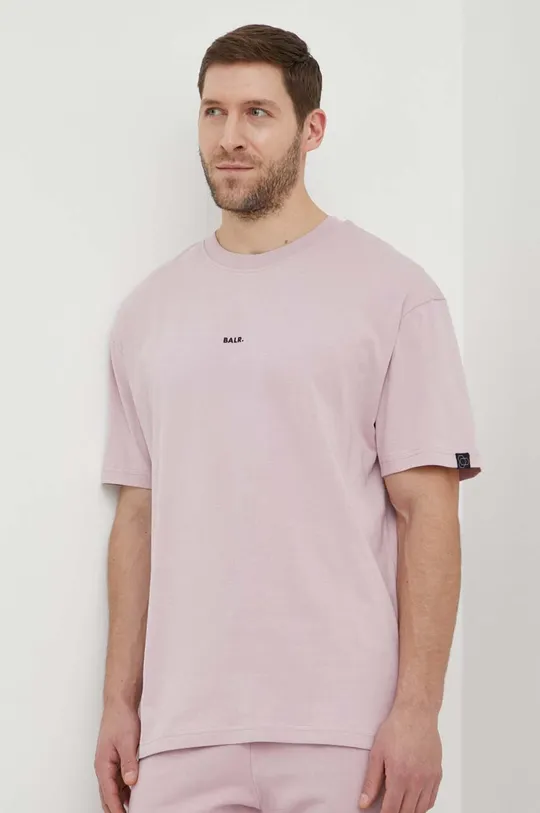 różowy BALR. t-shirt bawełniany Męski