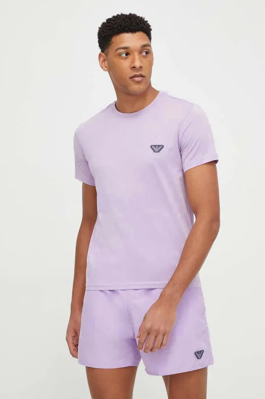 fialová Bavlnené tričko Emporio Armani Underwear Pánsky