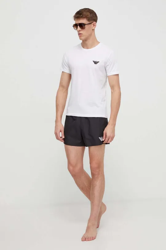 Хлопковая пляжная футболка Emporio Armani Underwear белый