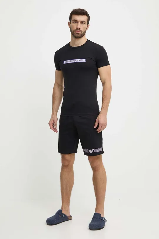Хлопковая футболка lounge Emporio Armani Underwear чёрный