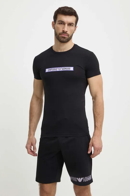 чёрный Хлопковая футболка lounge Emporio Armani Underwear