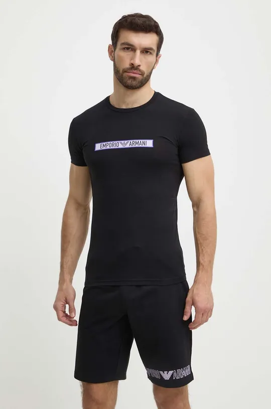 μαύρο Βαμβακερό lounge t-shirt Emporio Armani Underwear