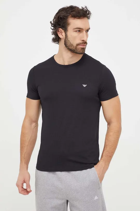 чорний Бавовняна футболка lounge Emporio Armani Underwear 2-pack Чоловічий
