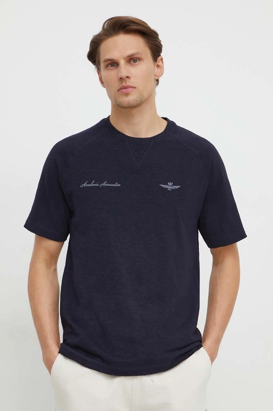 granatowy Aeronautica Militare t-shirt bawełniany Męski