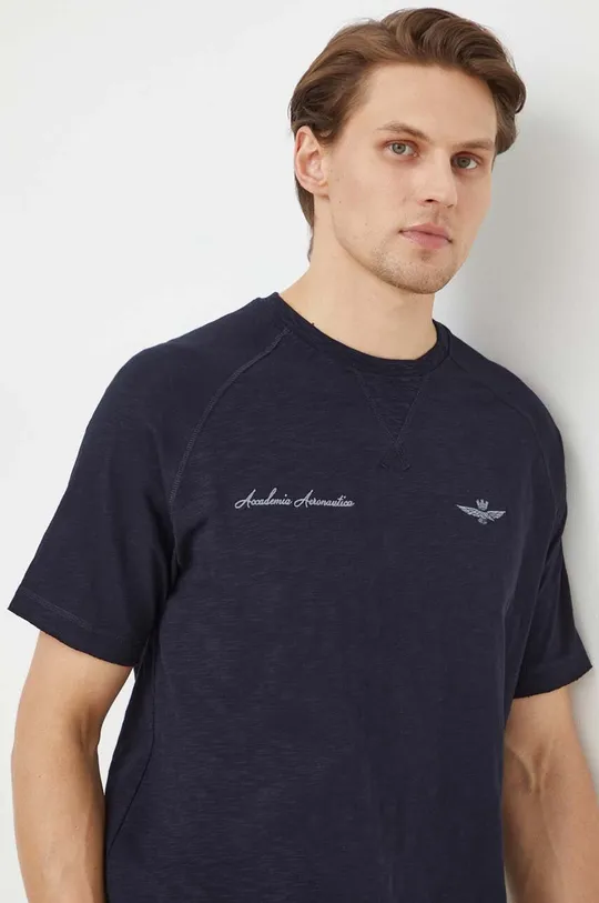 Βαμβακερό μπλουζάκι Aeronautica Militare σκούρο μπλε