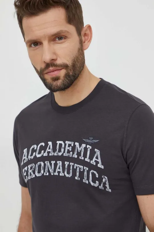 szary Aeronautica Militare t-shirt bawełniany Męski